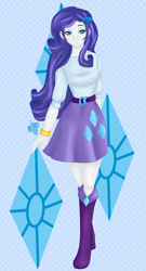 Size: 1080x2000 | Tagged: safe, artist:taynatsume, imported from derpibooru, rarity, equestria girls, anime style, belt, boots, clothes, female, looking at you, shoes, skirt, solo