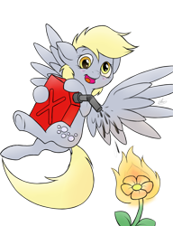 Size: 952x1241 | Tagged: safe, artist:ethaes, imported from derpibooru, derpy hooves, female, fire, flower, gasoline, jerry can, pure unfiltered evil, simple background, solo, transparent background