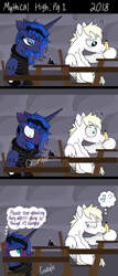 Size: 2067x4823 | Tagged: safe, artist:darkest-lunar-flower, imported from derpibooru, princess luna, oc, alicorn, pegasus, pony, tumblr:mythical high, alternate universe, anxiety, blushing, embarrassed, headcanon, neurodivergent, neurodivergent headcanon, pencil, social anxiety, thought bubble, wings