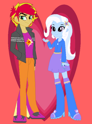 Size: 470x630 | Tagged: safe, artist:jamessentry, imported from derpibooru, sunset shimmer, trixie, equestria girls, equestria guys, female, half r63 shipping, male, rule 63, shipping, straight, sunset glare, suntrix, trixglare