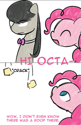 Size: 487x750 | Tagged: safe, artist:erthilo, imported from derpibooru, octavia melody, pinkie pie, earth pony, pony, ask octavia, duo, duo female, female, mare, no pupils, surprised