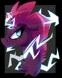 Size: 1911x2400 | Tagged: safe, artist:nekosnicker, imported from derpibooru, tempest shadow, pony, my little pony: the movie, broken horn, bust, female, portrait, solo, sparking horn