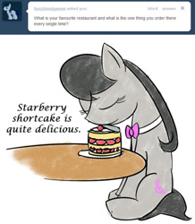 Size: 500x574 | Tagged: safe, artist:erthilo, imported from derpibooru, octavia melody, pony, ask octavia, ask, cake, food, tumblr