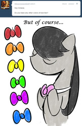 Size: 454x700 | Tagged: safe, artist:erthilo, imported from derpibooru, octavia melody, earth pony, pony, ask octavia, bowtie, eyes closed, female, mare, solo