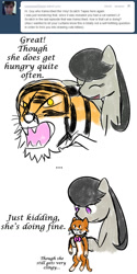 Size: 638x1280 | Tagged: safe, artist:erthilo, imported from derpibooru, octavia melody, big cat, cat, earth pony, pony, tiger, ask octavia, female, mare, no pupils