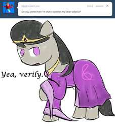 Size: 659x727 | Tagged: safe, artist:erthilo, imported from derpibooru, octavia melody, earth pony, pony, ask octavia, clothes, dress, female, headband, mare, no pupils, solo