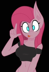 Size: 1179x1700 | Tagged: safe, artist:starlightglitch, imported from derpibooru, pinkie pie, anthro, clothes, female, loser, pinkamena diane pie, solo, tongue out