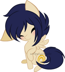 Size: 600x662 | Tagged: safe, artist:t-aroutachiikun, imported from derpibooru, pegasus, pony, blushing, chibi, giant head, male, mikazuki munechika, ponified, simple background, solo, stallion, touken ranbu, transparent background