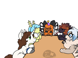 Size: 1000x747 | Tagged: safe, artist:adoeable, artist:mothofamber, imported from derpibooru, oc, oc only, oc:tai, birthday party, non-mlp oc, party, simple background, table, transparent background