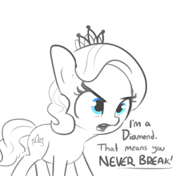 Size: 1650x1650 | Tagged: safe, artist:tjpones, imported from derpibooru, diamond tiara, earth pony, pony, dialogue, female, filly, jewelry, open mouth, partial color, simple background, solo, tiara, white background