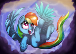 Size: 4961x3508 | Tagged: safe, artist:tony-retro, imported from derpibooru, rainbow dash, pegasus, pony, digital art, female, painting, smiling, solo