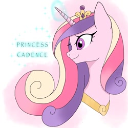 Size: 768x768 | Tagged: safe, artist:zoomiso, imported from derpibooru, princess cadance, alicorn, pony, bust, crown, female, jewelry, mare, regalia, solo