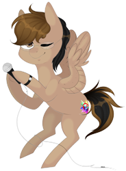 Size: 1024x1390 | Tagged: safe, artist:veincchi, imported from derpibooru, oc, oc only, pony, microphone, simple background, solo, transparent background, watch