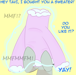 Size: 690x681 | Tagged: safe, artist:erthilo, imported from derpibooru, dj pon-3, octavia melody, vinyl scratch, pony, ask octavia, ask, clothes, dress, magic, offscreen character, sweater, tumblr