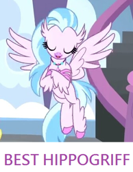 Size: 334x431 | Tagged: safe, imported from derpibooru, screencap, silverstream, classical hippogriff, hippogriff, school daze, eyes closed, jewelry, necklace