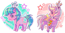 Size: 915x477 | Tagged: safe, artist:conphettey, imported from derpibooru, pearlshine, starswirl, pony, colorswirl ponies, fairy brights, fancy swirl ponies, female, g1, mare, simple background, transparent background