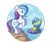 Size: 600x504 | Tagged: safe, artist:xkappax, imported from derpibooru, gingerbread, sea shimmer, earth pony, pony, sea pony, turtle, baby sea pony, beach, bipedal, bow, cute, cutie shimmer, female, filly, floaty, g1, g1 gingerbetes, g1 to g4, g4, generation leap, hooves, inner tube, mare, rearing, simple background, smiling, tail bow, talking, transparent background