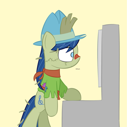 Size: 801x801 | Tagged: safe, artist:erthilo, imported from derpibooru, fiddlesticks, octavia melody, earth pony, pony, ask octavia, apple family member, bipedal, bipedal leaning, clothes, costume, female, leaning, mare, nightmare night costume, no pupils, solo