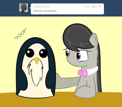 Size: 900x785 | Tagged: safe, artist:erthilo, imported from derpibooru, octavia melody, earth pony, penguin, pony, ask octavia, beard, facial hair, female, mare