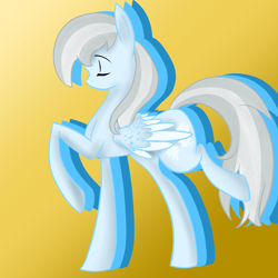 Size: 4000x4000 | Tagged: safe, artist:chelseawest, imported from derpibooru, oc, oc only, oc:glass winter, pegasus, pony, absurd resolution, eyes closed, female, mare, raised hoof, solo