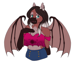 Size: 1571x1322 | Tagged: safe, artist:hpwendiz, imported from derpibooru, oc, oc only, oc:lady lovegreen, anthro, dracony, hybrid, anthro oc, chest fluff, clothes, commission, fangs, female, gift art, mare, mother, off shoulder, shorts, simple background, smiling, solo, tanktop, transparent background