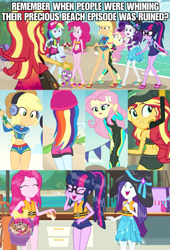 Size: 2043x3011 | Tagged: safe, imported from derpibooru, screencap, applejack, fluttershy, pinkie pie, rainbow dash, rarity, sci-twi, spike, spike the regular dog, sunset shimmer, twilight sparkle, dog, aww... baby turtles, equestria girls, equestria girls series, forgotten friendship, lost and found, the salty sails, too hot to handle, unsolved selfie mysteries, adorasexy, applejack's beach shorts swimsuit, applejack's hat, beach, beach shorts swimsuit, belly button, bikini, cap, clothes, cowboy hat, cropped, cute, dive mask, diving goggles, diving suit, feet, female, geode of fauna, geode of shielding, geode of sugar bombs, geode of super speed, geode of super strength, geode of telekinesis, hat, headphones, high res, hilarious in hindsight, hips, humane five, humane seven, humane six, image macro, jackabetes, looking back, magical geodes, meme, midriff, rainbutt dash, rear view, sandals, sexy, shimmerbetes, shorts, shovel, shyabetes, snorkel, sports bra, sports shorts, sun hat, sunset shimmer's beach shorts swimsuit, swimming trunks, swimsuit, thighs, wet hair, wetsuit