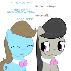 Size: 900x901 | Tagged: safe, artist:erthilo, imported from derpibooru, beauty brass, octavia melody, earth pony, pony, ask octavia, duo, duo female, female, mare, simple background, white background