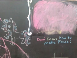 Size: 2592x1944 | Tagged: safe, artist:swift-wind, imported from derpibooru, oc, oc only, oc:blue bean, pony, chalkboard, solo, traditional art