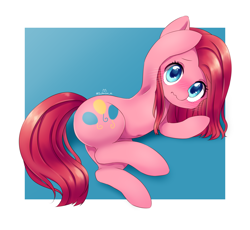 Size: 1978x1817 | Tagged: safe, artist:shusu, imported from derpibooru, pinkie pie, earth pony, pony, armpits, belly button, blushing, cute, cuteamena, diapinkes, female, looking at you, mare, nervous, pinkamena diane pie, pixiv, solo, wavy mouth