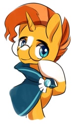 Size: 507x824 | Tagged: safe, artist:shusu, imported from derpibooru, sunburst, pony, unicorn, cape, clothes, cute, looking at you, male, simple background, solo, stallion, sunbetes, white background