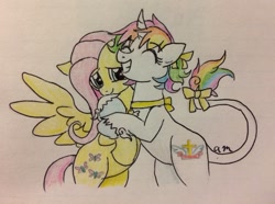 Size: 600x447 | Tagged: safe, artist:fallenangel5414, imported from derpibooru, fluttershy, oc, oc:mew angel, traditional art