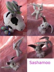 Size: 1024x1363 | Tagged: safe, artist:lightningsilver-mana, imported from derpibooru, oc, oc:sasha, cow, eevee, umbreon, cadbury creme egg, cadbury egg, crossover, custom, customized toy, irl, photo, plushie, pokémon, toy