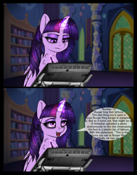 Size: 798x1024 | Tagged: safe, artist:duop-qoub, edit, imported from derpibooru, twilight sparkle, alicorn, burger king foot lettuce, comic, copypasta, exploitable meme, foot lettuce, meme, speech bubble, text, twilight sparkle (alicorn)