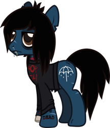 Size: 792x916 | Tagged: safe, artist:lightningbolt, derpibooru exclusive, imported from derpibooru, earth pony, pony, undead, zombie, zombie pony, .svg available, bags under eyes, bleeding, blood, bloodshot eyes, bone, bring me the horizon, candy gore, clothes, colored pupils, decaying, dripping blood, drop dead clothing, emo, eyeliner, fangs, frown, glasgow smile, gore, hair over one eye, lidded eyes, lip piercing, long sleeves, makeup, male, messy mane, messy tail, nosebleed, oliver sykes, piercing, ponified, rainbow blood, scar, shirt, show accurate, simple background, solo, stallion, standing, stitches, svg, tattered, tattoo, torn clothes, torn ear, torn flesh, transparent background, vector