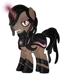 Size: 1089x1317 | Tagged: safe, artist:thecreativeenigma, imported from derpibooru, pony, unicorn, armor, fangs, korn, male, simple background, solo, stallion, transparent background