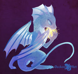 Size: 1874x1789 | Tagged: safe, artist:sitaart, imported from derpibooru, oc, oc only, oc:agate scale, dragon, luminous dragon, original species, ponyfinder, blue eyes, dungeons and dragons, female, magic, pathfinder, pen and paper rpg, purple background, rpg, scales, signature, simple background, solo