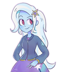 Size: 1200x1500 | Tagged: safe, artist:crazeymc, artist:koripurin, imported from derpibooru, trixie, equestria girls, clothes, cute, diatrixes, female, hoodie, looking at you, moe, simple background, skirt, solo, transparent background