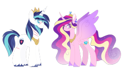 Size: 1600x880 | Tagged: safe, artist:leviostars, imported from derpibooru, princess cadance, shining armor, crown, ear piercing, earring, jewelry, older, piercing, regalia, scar, simple background, transparent background, ultimate cadance