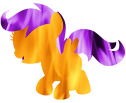 Size: 900x740 | Tagged: safe, artist:synnibear03, imported from derpibooru, scootaloo, oc, oc only, oc:ponytale scootaloo, pony, comic:ponytale, fire magic, scootaloo's magic, solo