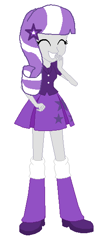 Size: 240x580 | Tagged: safe, artist:kokonaharuka45, imported from derpibooru, twilight velvet, equestria girls, clothes, cute, equestria girls-ified, female, laughing, leg warmers, pleated skirt, shoes, simple background, skirt, solo, velvetbetes, white background