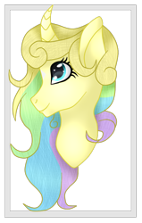 Size: 500x788 | Tagged: safe, artist:cindydreamlight, artist:cindystarlight, imported from derpibooru, oc, oc only, oc:acry weaver, pony, unicorn, bust, curved horn, female, mare, portrait, solo