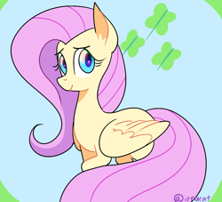 Size: 1324x1200 | Tagged: safe, artist:1racat, imported from derpibooru, fluttershy, pegasus, pony, female, looking at you, mare, raised hoof, smiling, solo, spread wings, wings