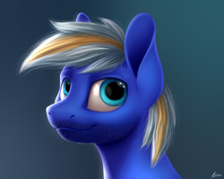 Size: 900x720 | Tagged: safe, artist:luminousdazzle, imported from derpibooru, oc, oc only, oc:electric blue, pony, beard, bust, facial hair, male, smiling, solo, stallion