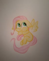 Size: 1024x1278 | Tagged: safe, artist:rurihal, imported from derpibooru, fluttershy, fairy, fairy pony, pony, blank flank, cute, female, filly, filly fluttershy, floating wings, shyabetes, solo, traditional art, younger