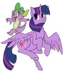 Size: 1750x2100 | Tagged: safe, artist:theluckyblackcatlbc, imported from derpibooru, spike, twilight sparkle, alicorn, dragon, pony, cute, female, male, mare, simple background, smiling, spread wings, transparent background, twiabetes, twilight sparkle (alicorn), wings