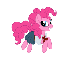 Size: 1024x819 | Tagged: safe, artist:janecarol, imported from derpibooru, pinkie pie, pony, bouncing, clothes, cute, diapinkes, female, ponk, school uniform, smiling, solo