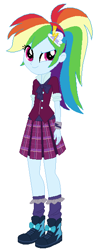 Size: 227x592 | Tagged: safe, artist:tehyat, imported from derpibooru, rainbow dash, equestria girls, alternate clothes, alternate costumes, alternate universe, clothes, crystal prep academy uniform, female, hairclip, ponytail, school uniform, solo