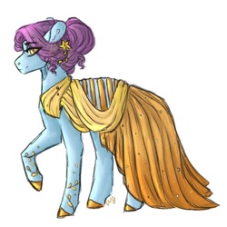 Size: 676x676 | Tagged: safe, artist:last-star-oc, imported from derpibooru, oc, oc only, oc:last star, pony, clothes, dress, female, hairclip, mare, shoes, solo