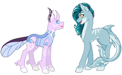 Size: 2821x1753 | Tagged: safe, artist:kimyowolf, artist:mintoria, artist:sharxz, deleted from derpibooru, imported from derpibooru, oc, oc only, oc:rhapsody, oc:tidalwave, changedling, changeling, original species, shark pony, base used, changedling oc, changeling oc, duo, female, looking at each other, mare, simple background, socks (coat marking), socks (coat markings), stripes, swirly markings, transparent background