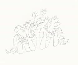 Size: 1719x1423 | Tagged: safe, artist:creamecream, imported from derpibooru, fluttershy, rainbow dash, female, flutterdash, lesbian, monochrome, pictogram, shipping